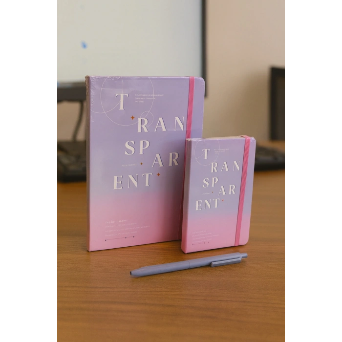 2 Adet Ajanda Çizgili Not Defteri-Uçlu Kalem Hediyeli Transparent