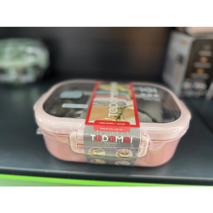 2 Bölmeli Paslanmaz Çelik Sızdırmaz Saklama Kabı Beslenme Kabı 0,85 Lt. Pembe İthal Ürün