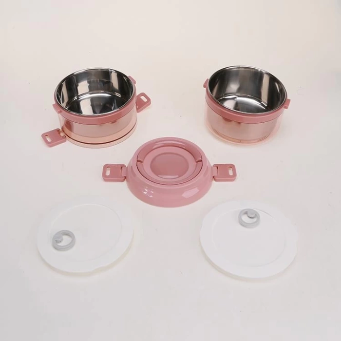 2 Katlı Paslanmaz Çelik Sızdırmaz Saklama Kabı Beslenme Kabı 1,6 Lt. Pembe İthal Ürün