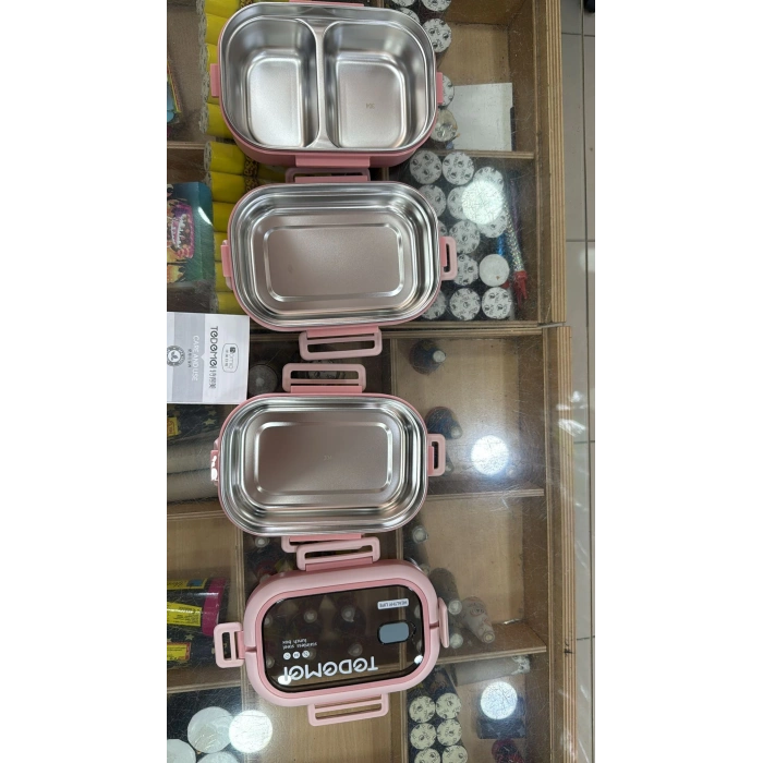 3 Katlı Paslanmaz Çelik Sızdırmaz Saklama Kabı Beslenme Kabı 2,45 Lt. Pembe İthal Ürün