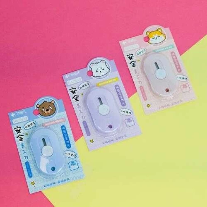 3 lü Taşınabilir Mini Maket Bıçağı Zarf Açıcı Mavi Pembe Lila