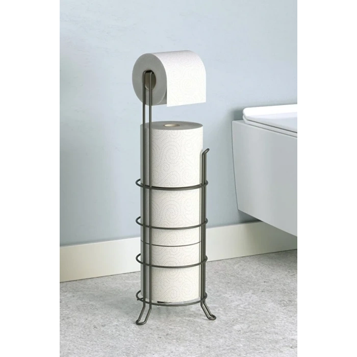 Banyo Tuvalet Kağıdı Askısı Yedekli Ayaklı Siyah