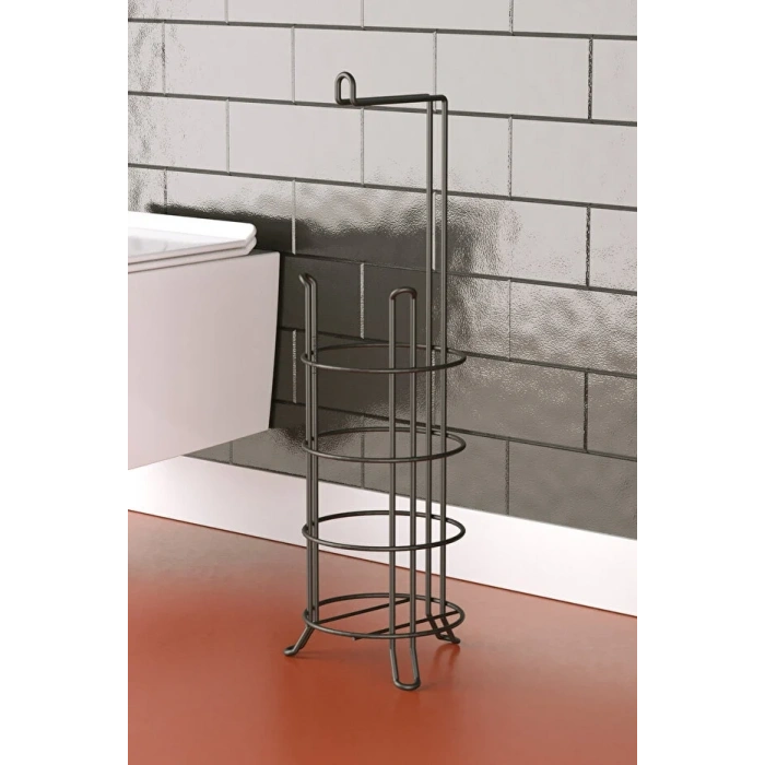 Banyo Tuvalet Kağıdı Askısı Yedekli Ayaklı Siyah