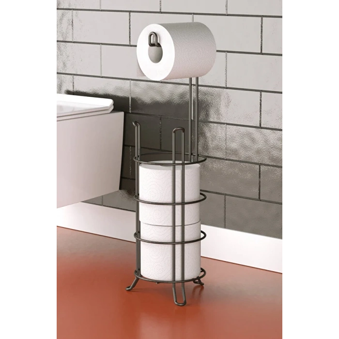 Banyo Tuvalet Kağıdı Askısı Yedekli Ayaklı Siyah