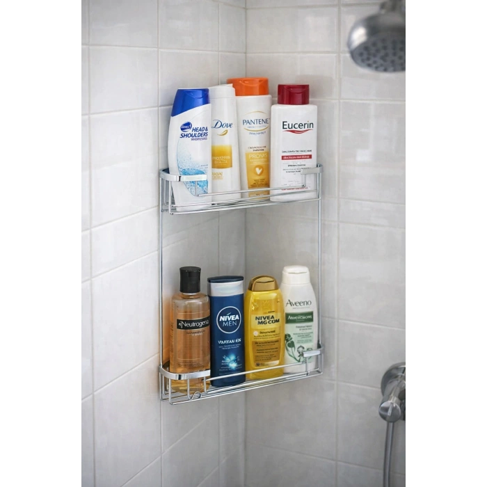 Paslanmaz Banyo Köşe Rafı Duvara Monte