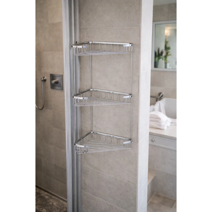 Paslanmaz Banyo Köşe Rafı Duvara Monte