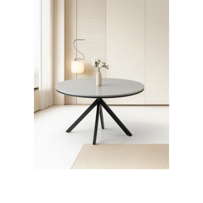 Ahşap Yuvarlak Açılır Büyüyen Yemek Masası Açık Parlak Gri 70x120cm