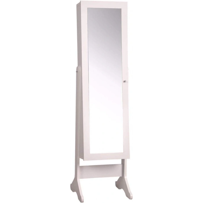 Aynalı Takı ve Aksesuar Dolabı Ayaklı Beyaz Kurulu Gönderilir