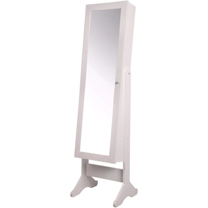 Aynalı Takı ve Aksesuar Dolabı Ayaklı Beyaz Kurulu Gönderilir