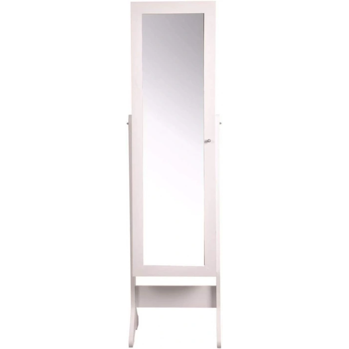 Aynalı Takı ve Aksesuar Dolabı Ayaklı Beyaz Kurulu Gönderilir