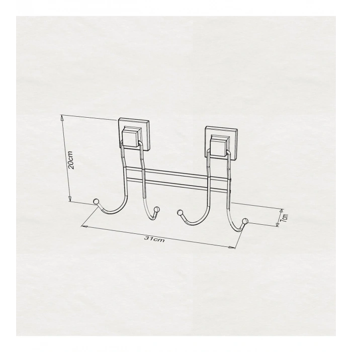 Banyo Havlu Askısı 4 Kancalı Paslanmaz Krom EasyFix