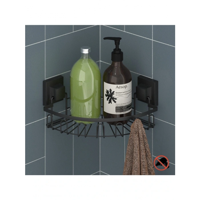 Banyo Köşe Rafı Paslanmaz EasyFix Siyah