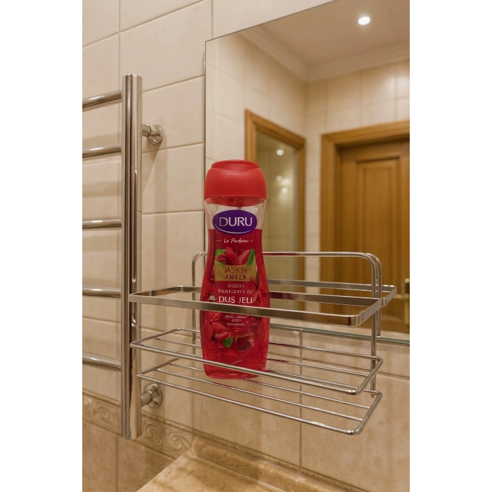 Banyo Köşe Rafı Tek Katlı Şampuanlık Vidalı + Vakumlu Tuvalet Kağıtlık