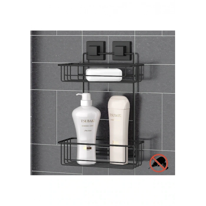 Banyo Rafı 2 Katlı Paslanmaz EasyFix Siyah S242