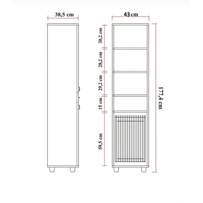 Banyo ve Mutfak Dolabı Çamaşır Sepetli Pleksi Camlı Beyaz