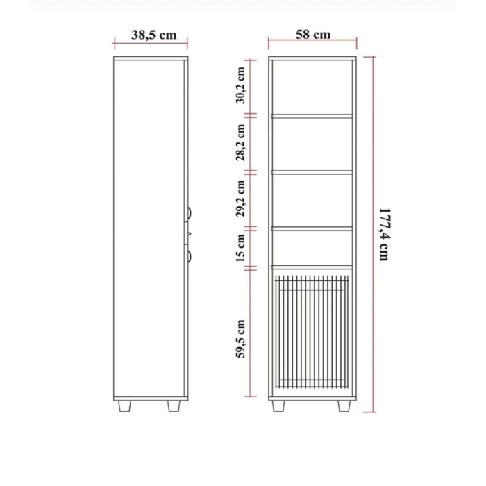 Çamaşır Sepetli Lake Mdf Kapaklı Banyo Boy Dolabı
