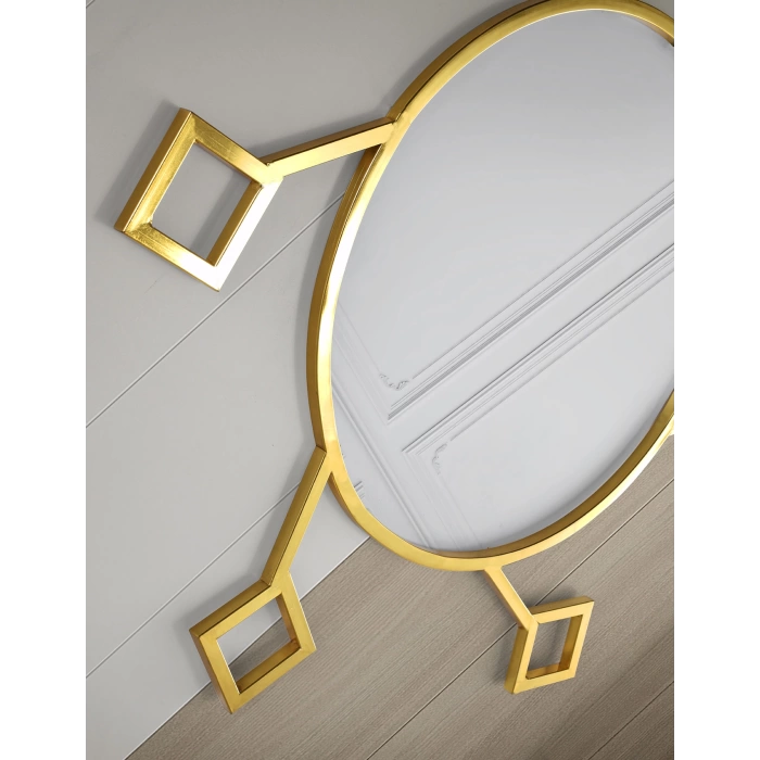 Dekoratif Yuvarlak Gold Çerçeveli Ayna 80cm