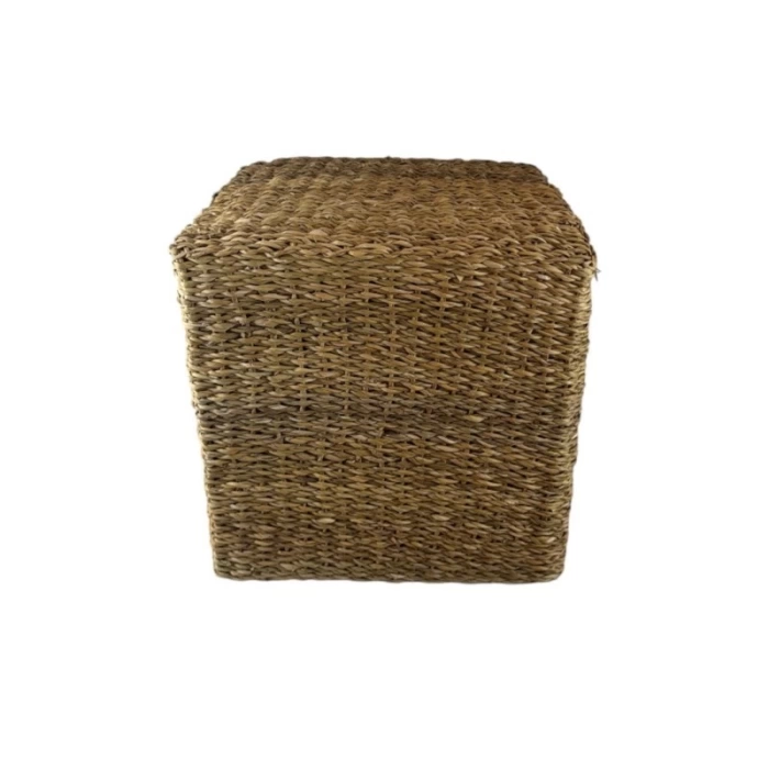 Dekoratif Dikdörtgen Naturel Hasır Jüt Puf 40x40cm