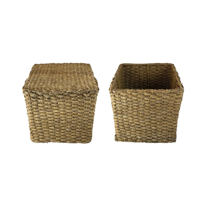 Dekoratif Dikdörtgen Naturel Hasır Jüt Puf 40x40cm