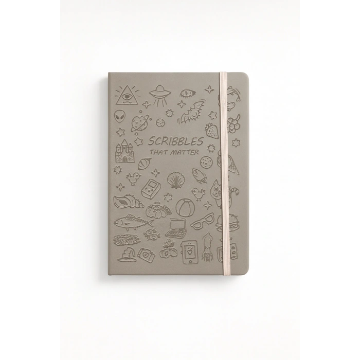 Deri Ajanda Günlük Not Defteri Notebook Gri