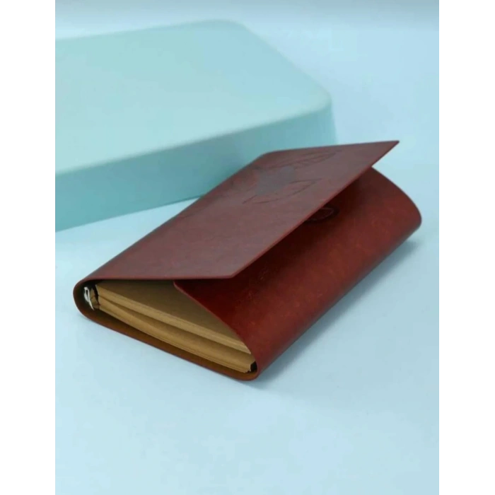 Deri Kapaklı Özel Tasarım Hediyelik Deri Kaplı Ajanda Anı Defteri Not Defteri Bordo İthal Ürün 19x13cm