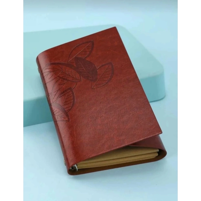 Deri Kapaklı Özel Tasarım Hediyelik Deri Kaplı Ajanda Anı Defteri Not Defteri Bordo İthal Ürün 19x13cm