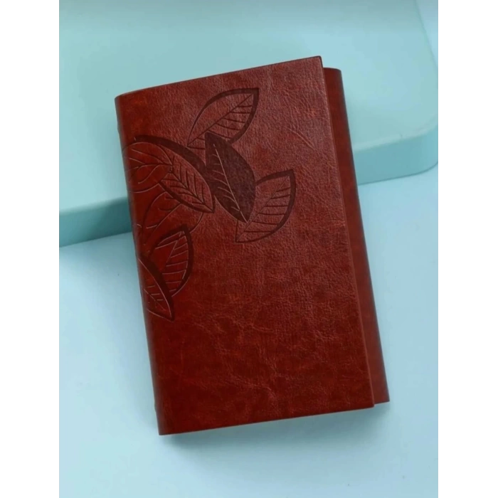 Deri Kapaklı Özel Tasarım Hediyelik Deri Kaplı Ajanda Anı Defteri Not Defteri Bordo İthal Ürün 19x13cm