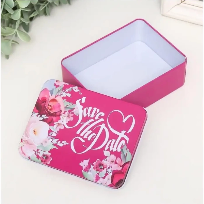 Dikdörtgen Kutu Hediye Kutusu Sevgililer Günü Hediye Kutusu Save the Date Pembe 6 lı