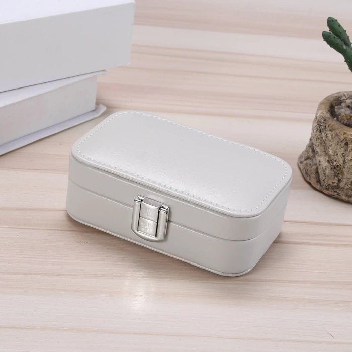 Deri Seyahat Takı Bijuteri Mücevher Kutusu Organizer Düzenleyici 20cm Gri İthal Ürün