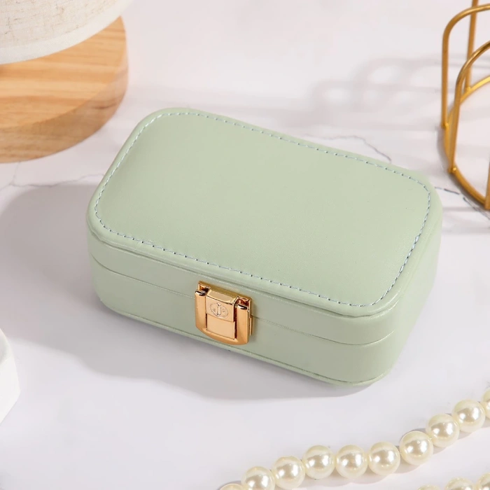 Deri Seyahat Takı Bijuteri Mücevher Kutusu Organizer Düzenleyici 20cm Yeşil İthal Ürün
