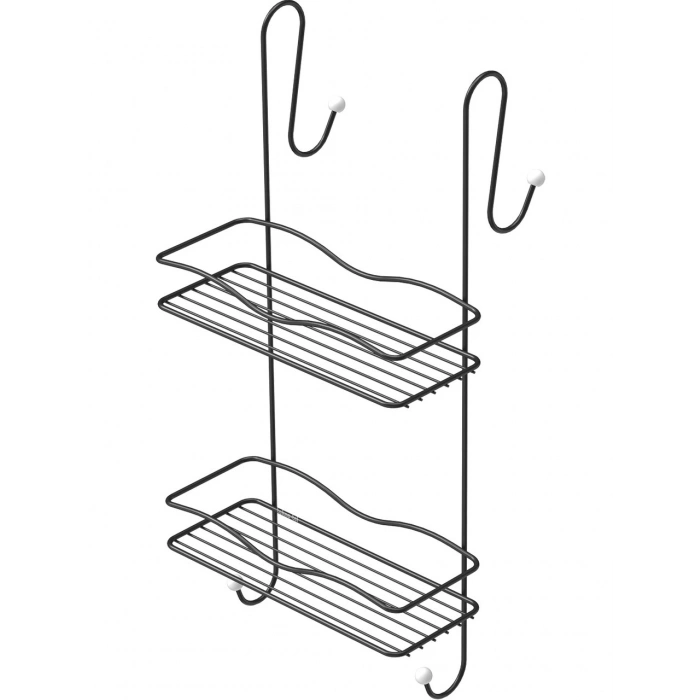Duşakabin Banyo Rafı Şampuanlık 2 Katlı Askılı Siyah Geniş
