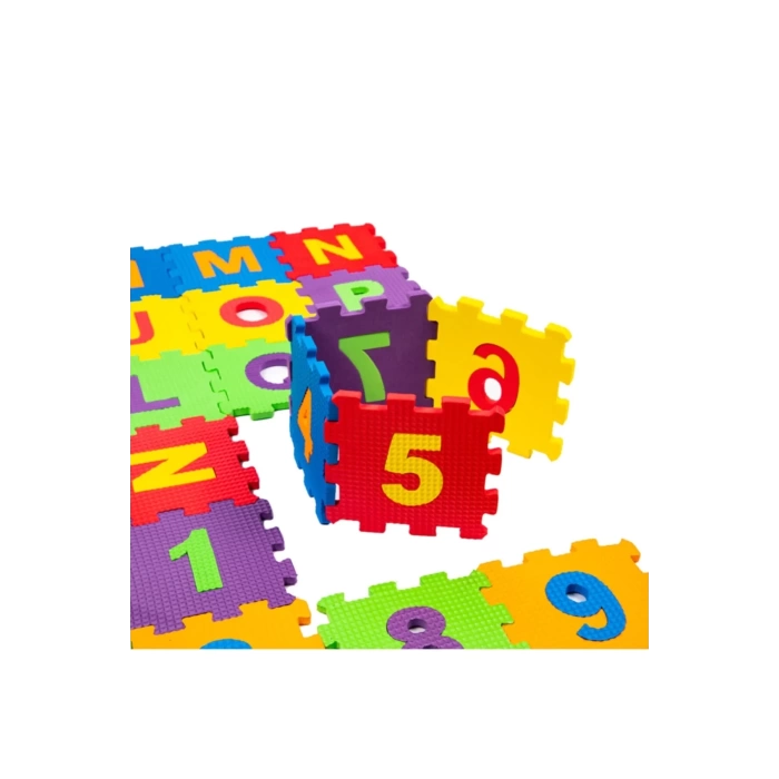 Eva Puzzle Oyun Matı Minder 7mm Harfler ve Sayılar 12x12cm 36 Adet