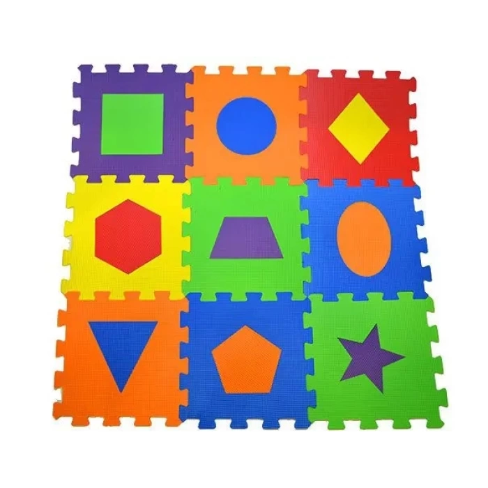 Eva Puzzle Oyun Matı Minder 7mm Geometrik Şekiller 33x33cm 9 Adet