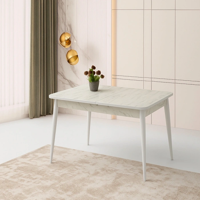 Hg Marmo Ortadan Açılır Büyüyen Yemek Masası Mermer Desenli 70x120cm
