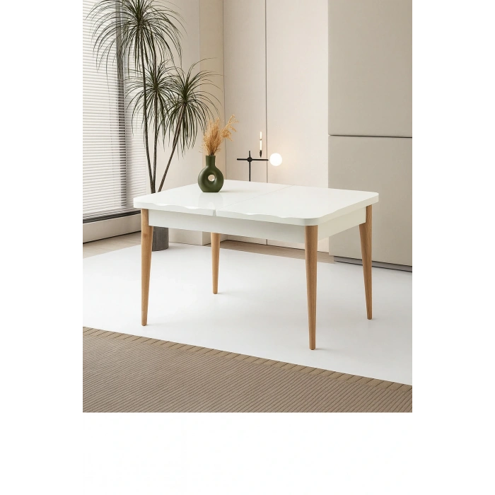 Kelebek Ortadan Açılır Büyüyen Yemek Masası Beyaz 80x130cm