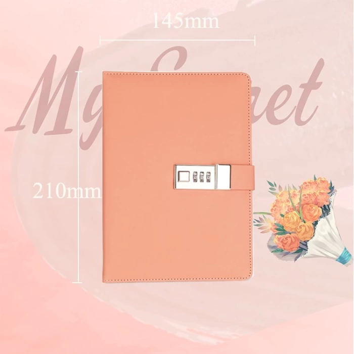 Kilitli Ajanda Günlük Not Defteri Notebook Pembe İthal Ürün