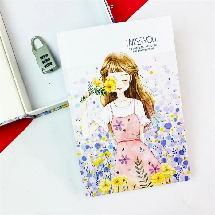 Kilitli Kutulu Ajanda Günlük Not Hatıra Defteri Notebook Beyaz