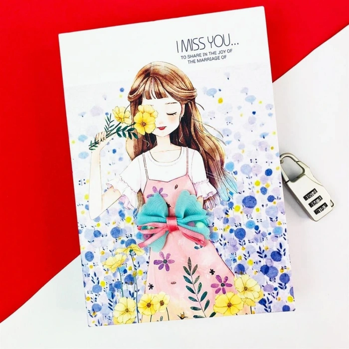 Kilitli Kutulu Ajanda Günlük Not Hatıra Defteri Notebook Beyaz