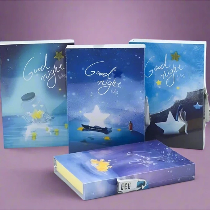 Kilitli Kutulu Ajanda Günlük Not Hatıra Defteri Notebook Mor