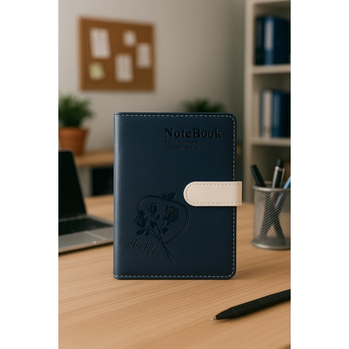 Mıknatıslı Ajanda Günlük Not Defteri Notebook Lacivert İthal Ürün