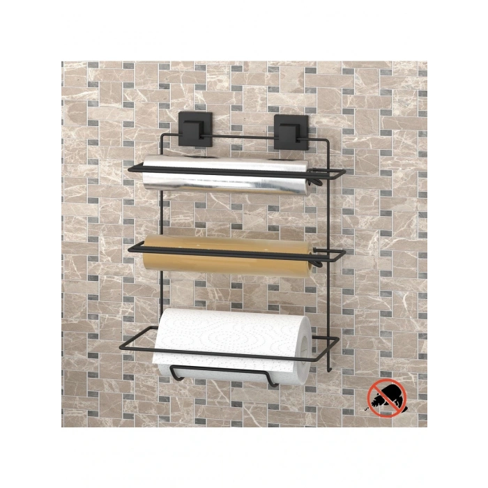 Mutfak Folyo Kağıt Havluluk Streç Tezgah Üstü Yapışkanlı Siyah