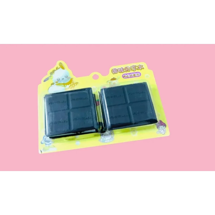 2li Mini Kare Çikolata Figürlü Kokulu Not Defteri Zincirli Anahtarlık