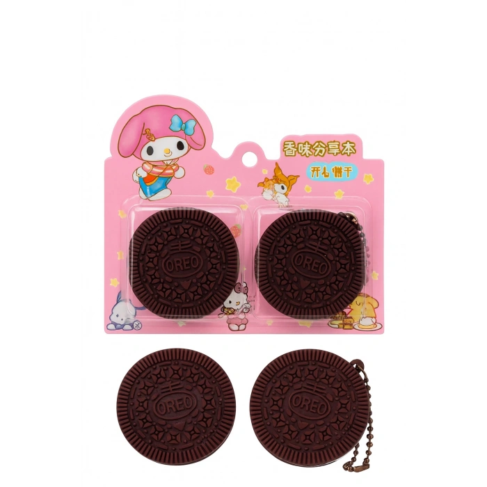 2li Mini Oreo Figürlü Kokulu Not Defteri Zincirli Anahtarlık