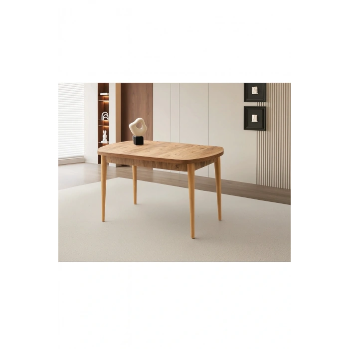 Ortadan Açılır Ahşap Yemek Masası Gizli Kaşıklık Bölmeli 80cm x 140cm DİŞ BUDAK