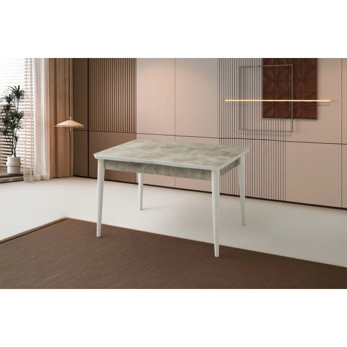 Ortadan Açılır Büyüyen Yemek Masası Mermer Desenli 80x130cm SADECE MASA FİYATIDIR