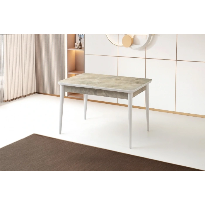 Ortadan Açılır Büyüyen Yemek Masası Mermer Desenli 80x130cm SADECE MASA FİYATIDIR