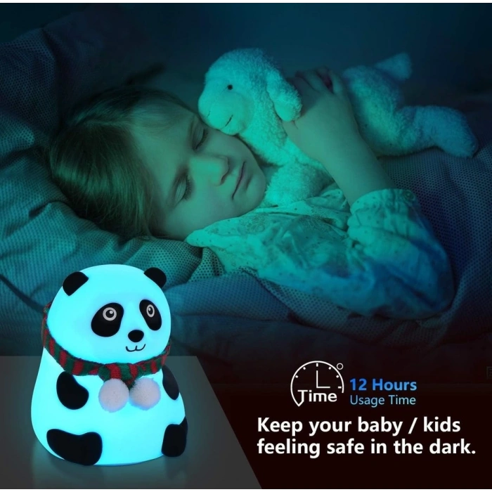 Panda Gece Lambası Dokunmatik Sensörlü Renkli Çocuklar İçin Usb Şarjlı İthal Ürün