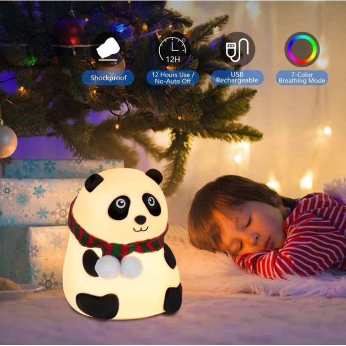 Panda Gece Lambası Dokunmatik Sensörlü Renkli Çocuklar İçin Usb Şarjlı İthal Ürün