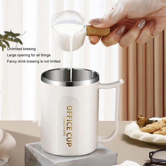 Paslanmaz Çelik Sızdırmaz Kaşıklı Kahve Termosu 500 ML Beyaz-Mavi Kapaklı İthal Ürün