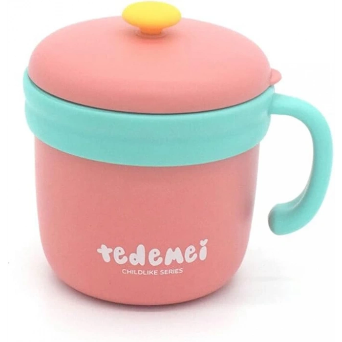 Paslanmaz Çelik Sızdırmaz Çatal ve Kaşıklı Saklama Kabı Beslenme Kabı 260-500 ML Pembe İthal Ürün